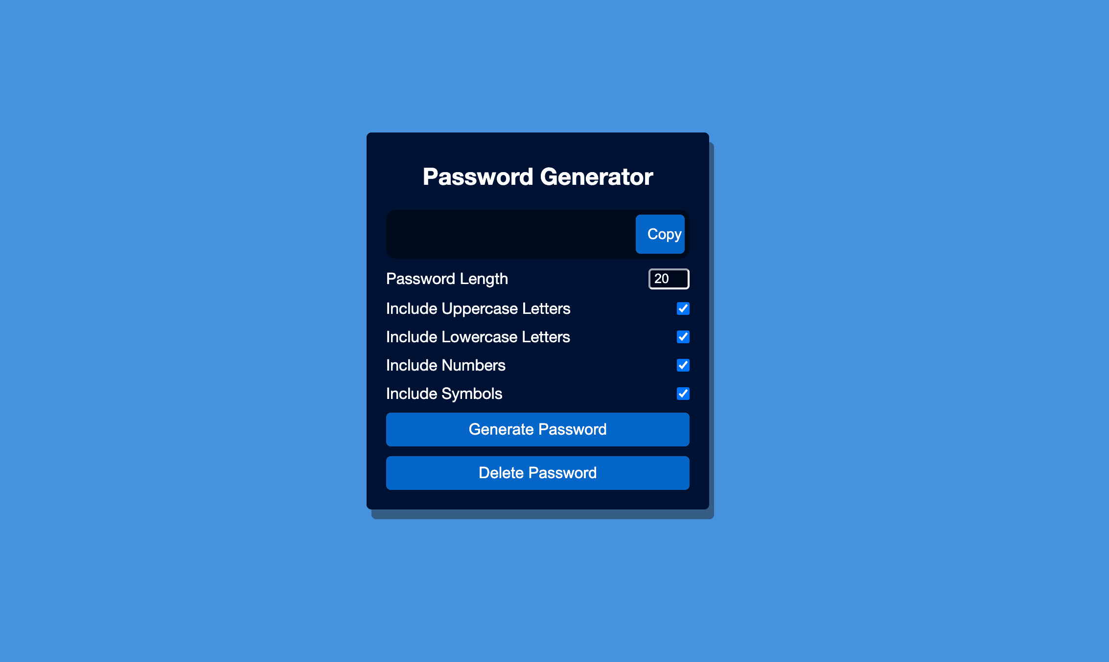 Feature project Password Generator